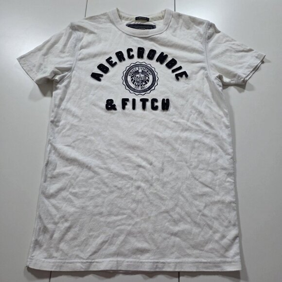 Abercrombie & Fitch Muscle T Shirt Men S White Felt Logo Applique SS Preppy Y2K - Picture 8 of 12